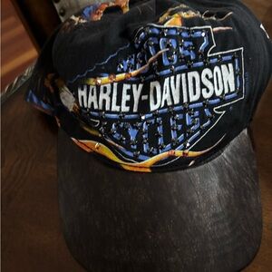 Harley-Davidson Black Cap with Blue and Orange Flame Logo